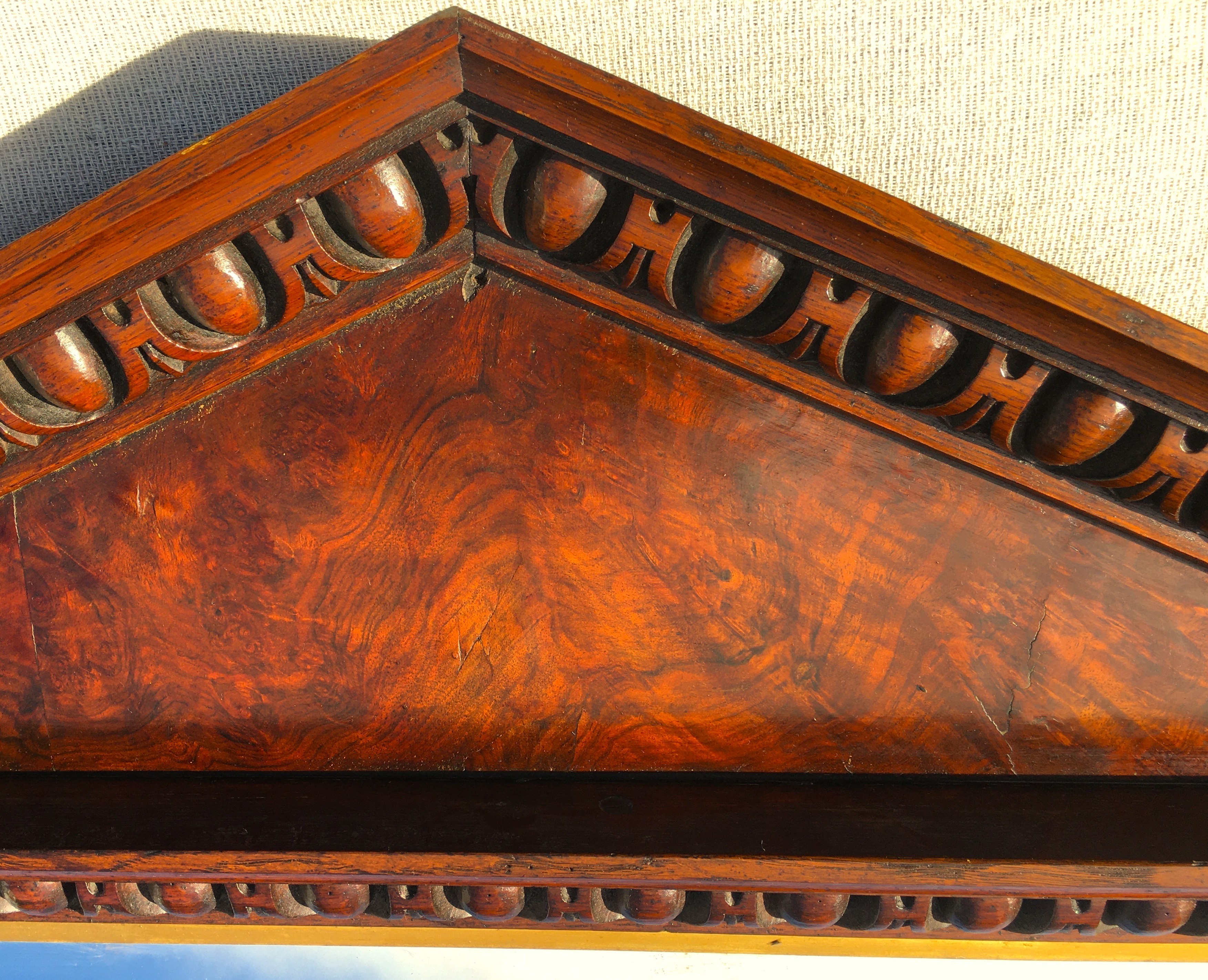 A George IV oak and pollard oak arched overmantel mirror with gilt slip, width 96cm, height 136cm
